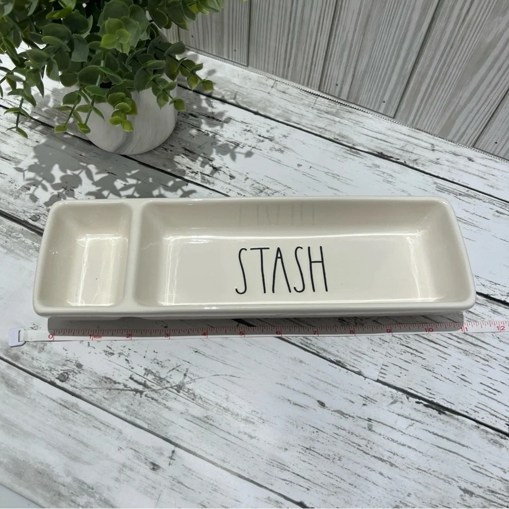 Rae Dunn Cream Jewelry  Office Desk “STASH”Organizer Tray